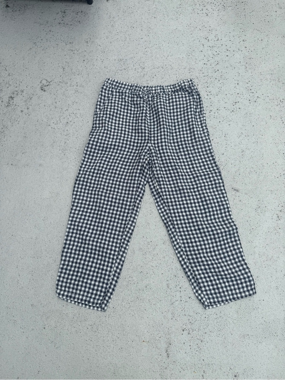 Quince Black & White Check Linen Pant Size Large